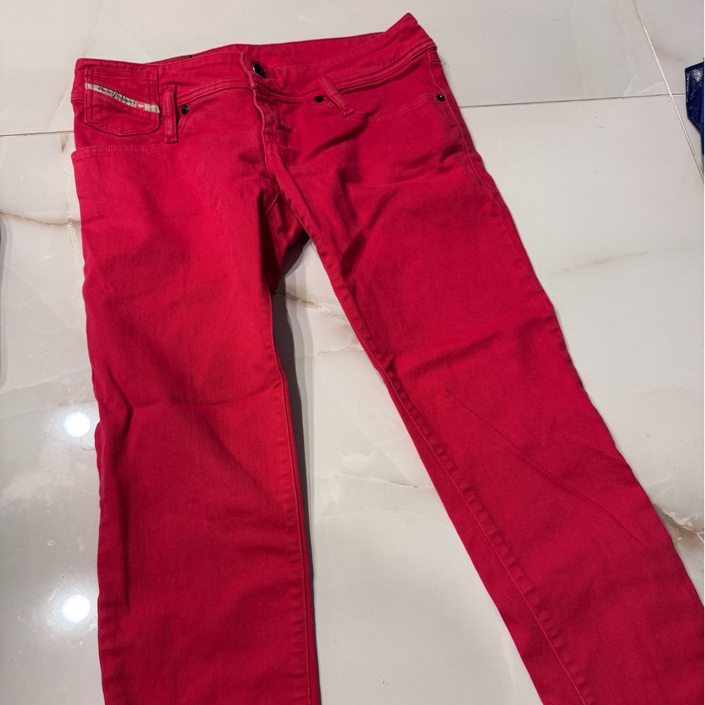 Vintage Diesel Bold True Low-Rise Red Denim Pants
